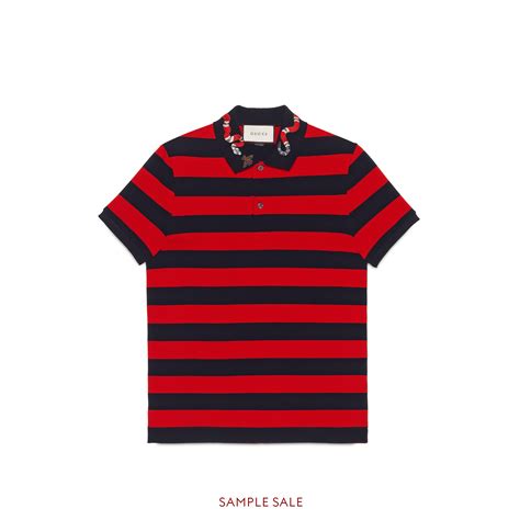 gucci cotton polo with snake embroidery replica